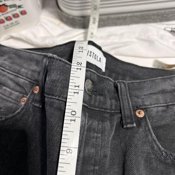 Pistola Jeans Womens 29 Black Distressed High Rise Straight Leg Button Fly Denim - Picture 7 of 14